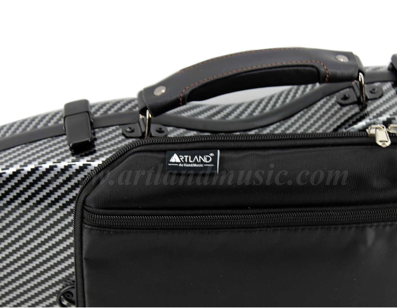 Schwarzer mondförmiger Geigenkoffer aus Kohlefaserverbundwerkstoff mit Büchertasche (SVC204P) 