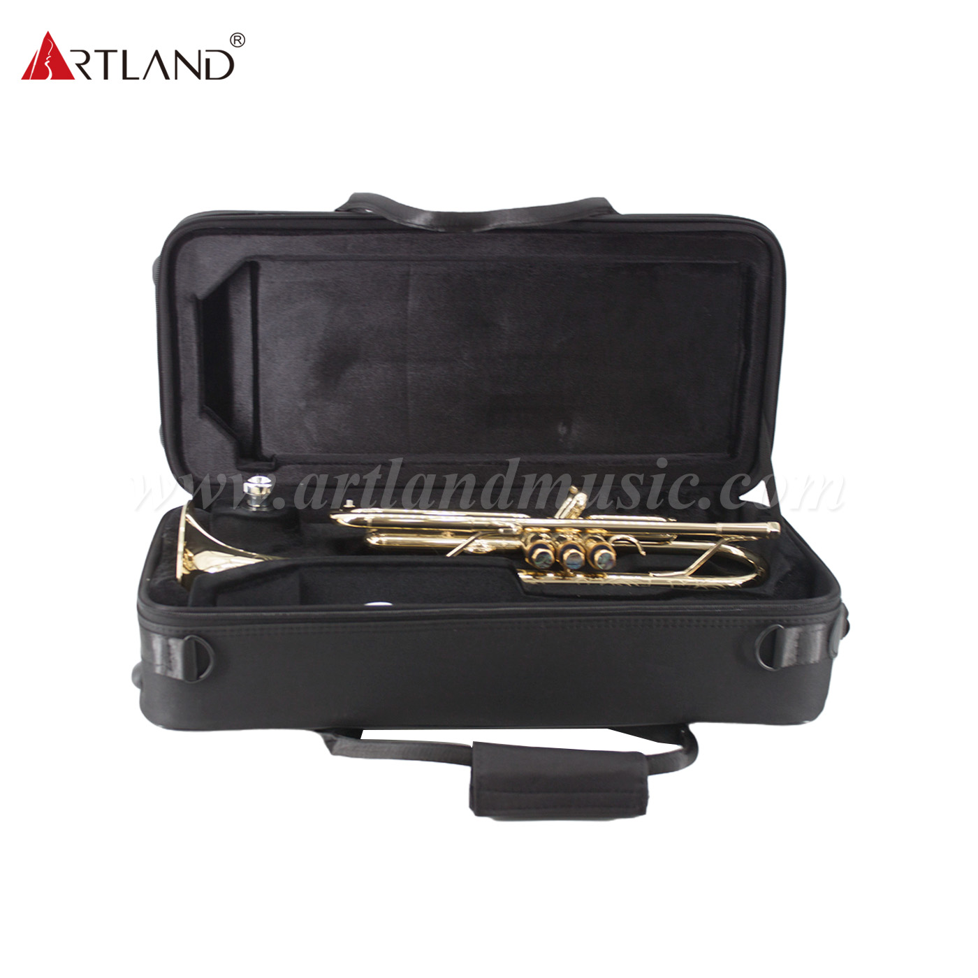 Professionelles Blechblasinstrument, Trompete aus massivem Gelbmessing mit Koffer (ATR8800)