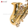 Handgraviertes gebogenes Sopransaxophon mit Goldlack und Nickelklappe ASS3506D