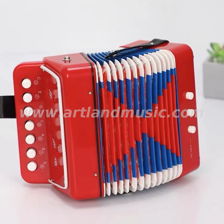 7 Tasten 2 Bass Mini kleines Spielzeug Klavier Akkordeon Kinder Kinder pädagogisches Musikinstrument, Geschenk mit Farbbox