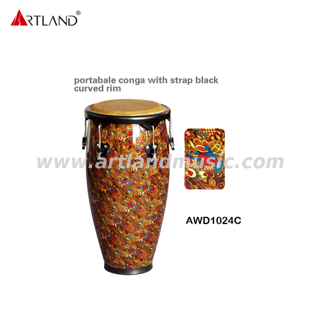 Tragbare Conga mit Riemen, schwarzer gebogener Rand (AWDC1024C)