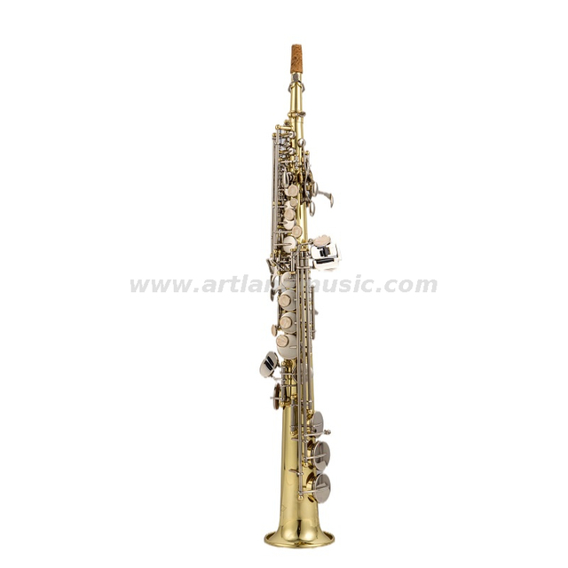 Sopransaxophon, Goldlack-Nickel-Klappe, mit geradem, gebogenem Hals (ASS5505GN)