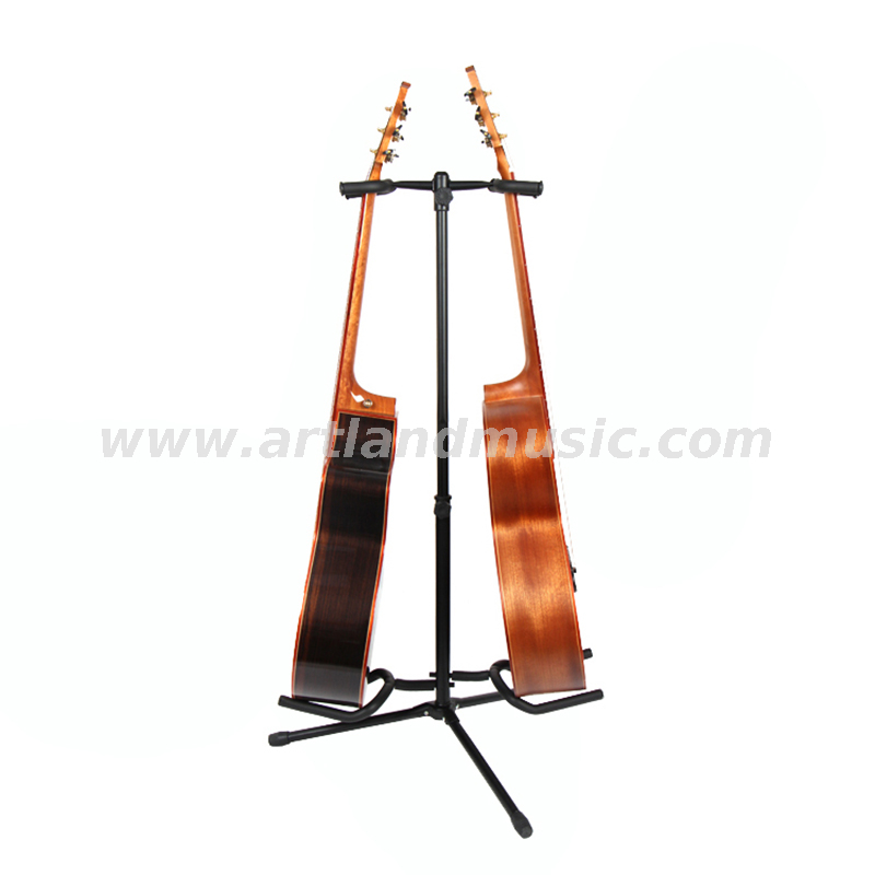 Doppelkopf-Holzgitarren-Bodenrahmen, E-Gitarre, Folk-Instrument, Doppelkopf-Vertikalständer (AGS302-2)