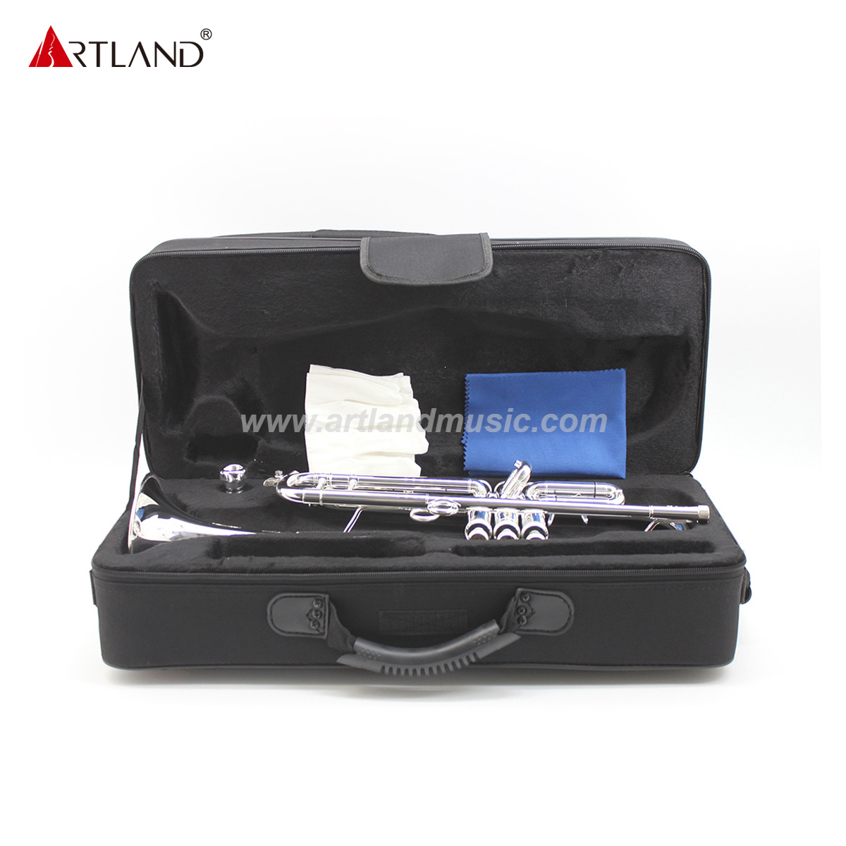 Professionelles Blechblasinstrument, versilberte Trompete mit Koffer (ATR8335)