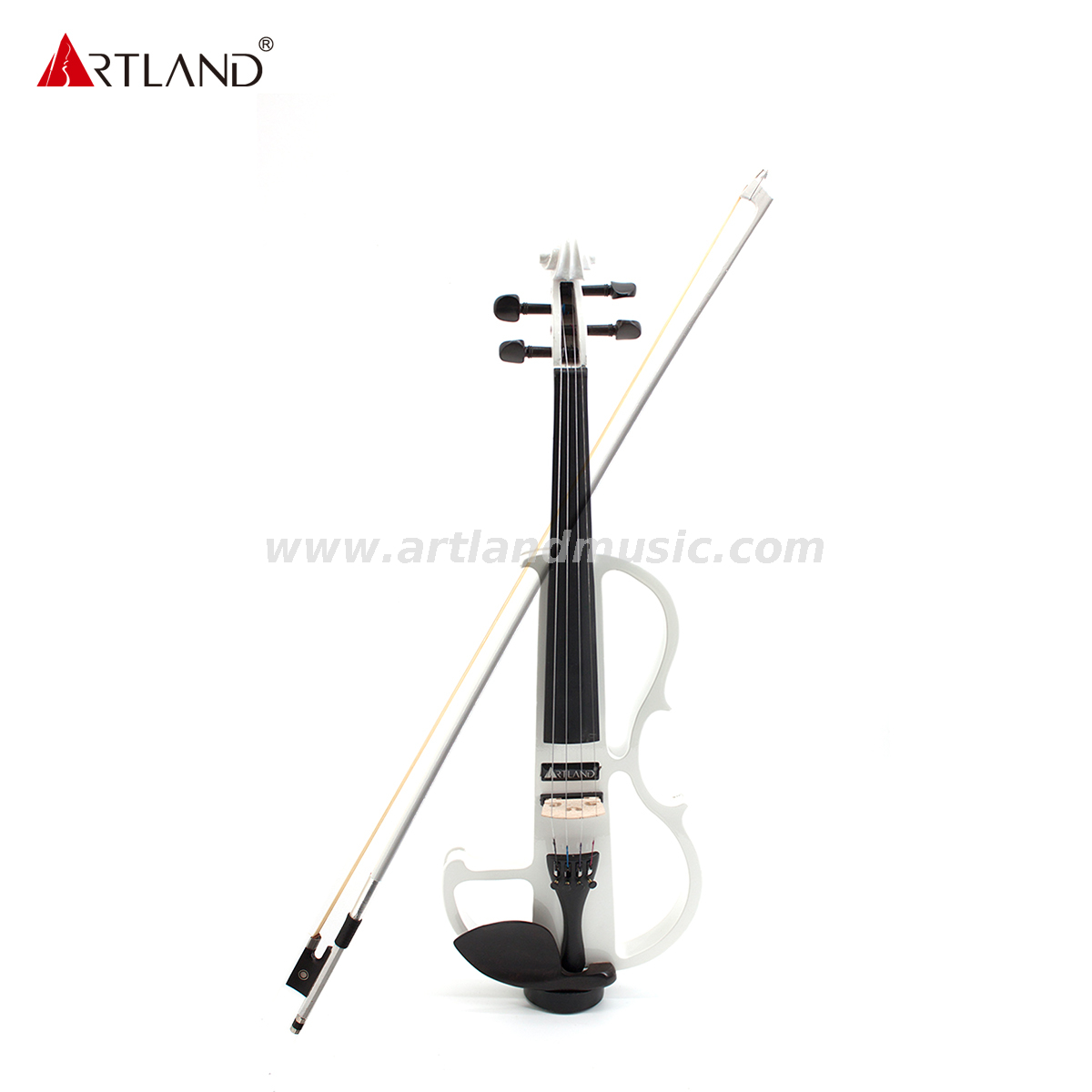 Elektrische Violine aus weißem Lindenholz mit weißem Bogen (EV003)