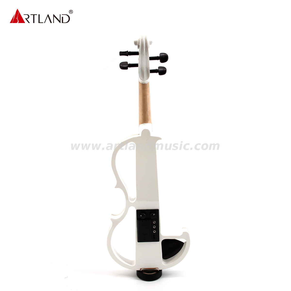 Elektrische Violine aus weißem Lindenholz mit weißem Bogen (EV003)