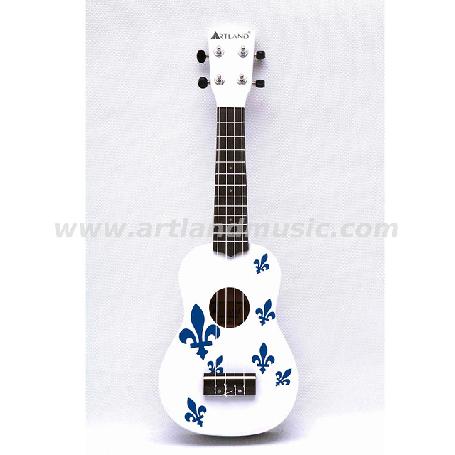 Bunte Cartoon-Ukulele (UKS200D) – Weiß