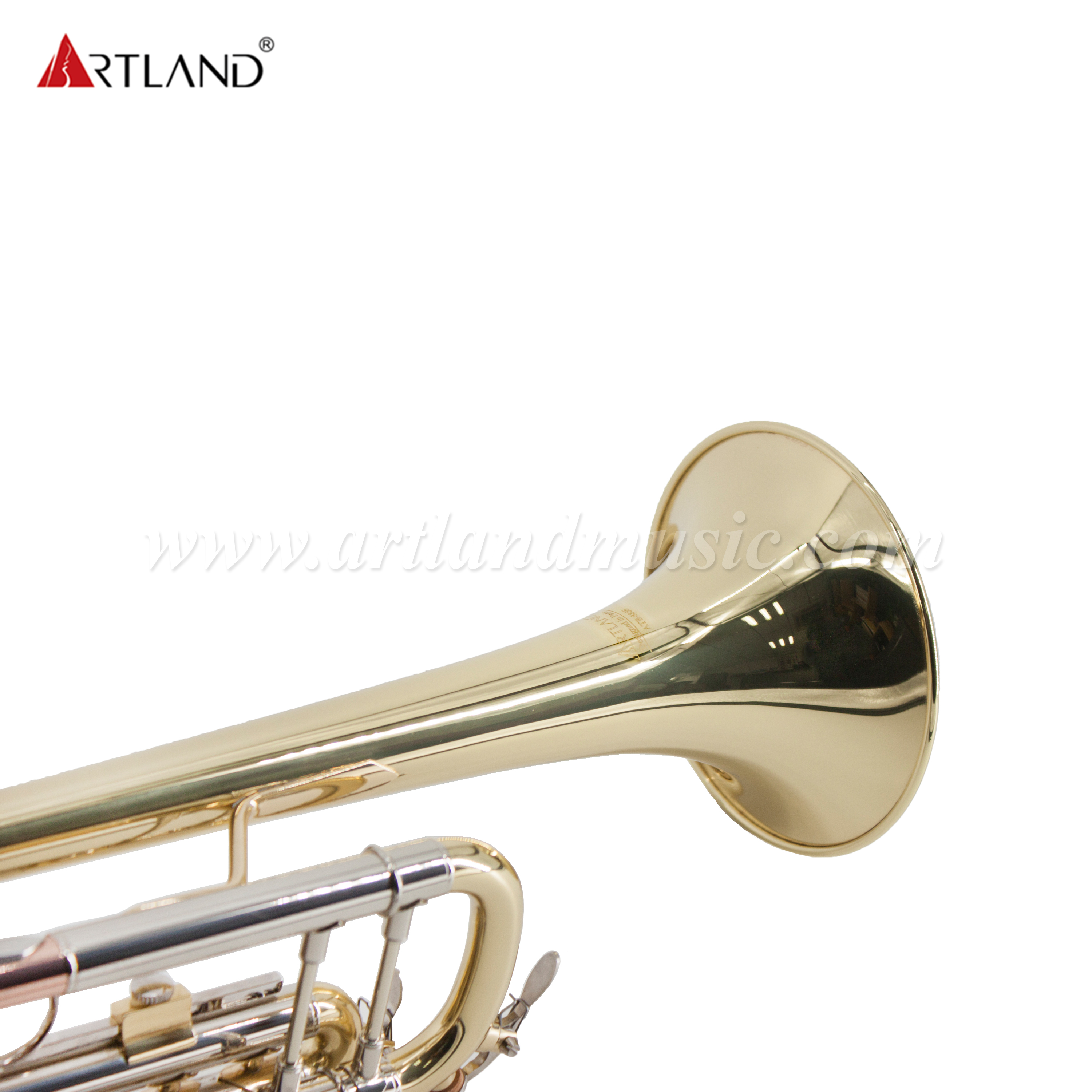 Professionelles Blechblasinstrument, Trompete aus massivem Gelbmessing mit Koffer (ATR8336)
