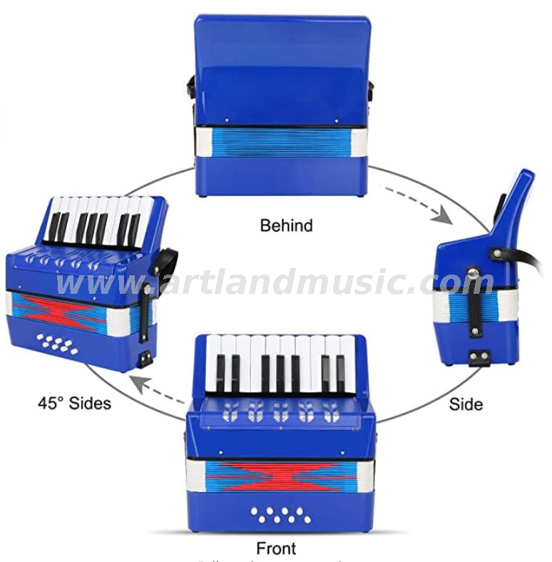 17 Tasten 8 Bässe Mini kleines Spielzeug Klavier Akkordeon Kinder Kinder pädagogisches Musikinstrument, Geschenk mit Farbbox