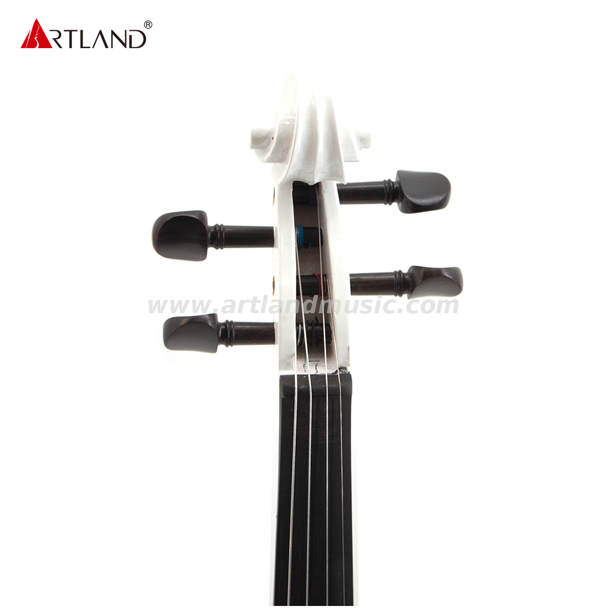 Elektrische Violine aus weißem Lindenholz mit weißem Bogen (EV003)