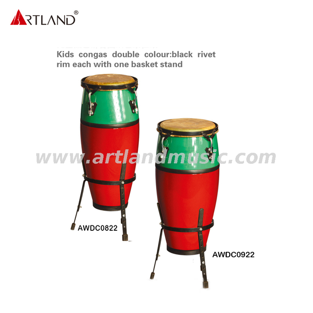 Kinder-Congas, zweifarbig: schwarzer Nietenrand, jeweils mit einem Korbständer (AWB0822)