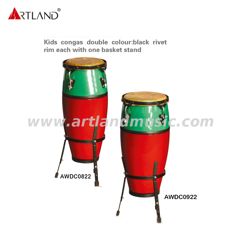 Kinder-Congas, zweifarbig: schwarzer Nietenrand, jeweils mit einem Korbständer (AWB0822)